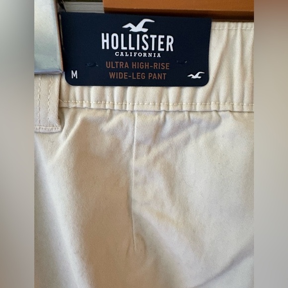 Hollister NWT cream ultra high rise wide leg pant size M stretch cropped - Picture 5 of 12